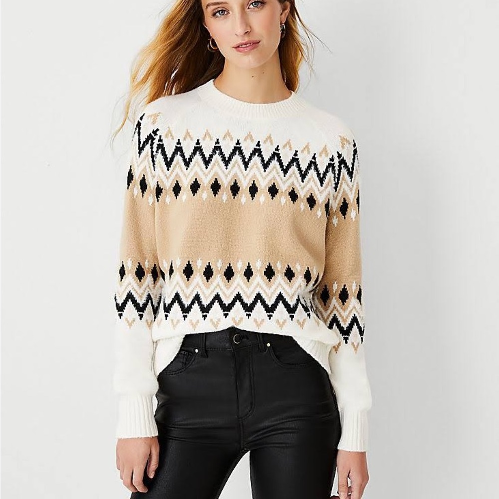 ANN TAYLOR | FAIR ISLE CREW NECK SWEATER | SM